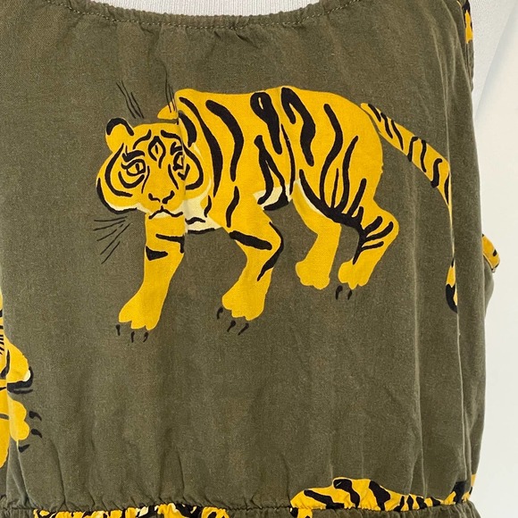 Hurley Women's Large Tiger-Print Strappy Cover-Up  Dress ~ Green & Mustard - Picture 7 of 11